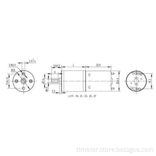 25mm Diameter 12V DC Motor with Gear Reduction, 850rpm